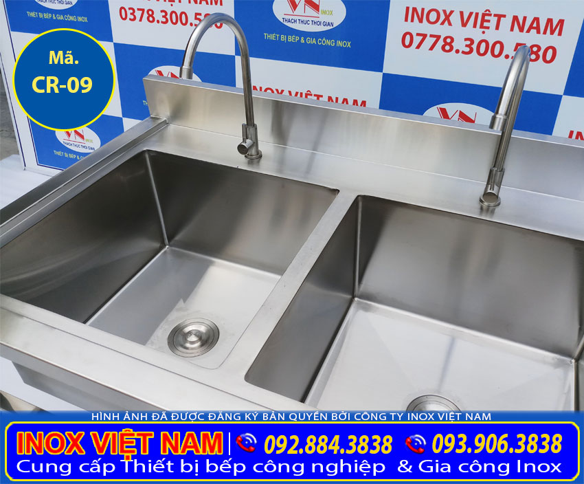 Báo giá chậu rửa chén inox 304 2 ngăn, bồn rửa chén đôi inox 304 (Ảnh thật tế).