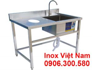 Bồn Rửa Inox Đơn Có Lỗ Xả Rác CR-05